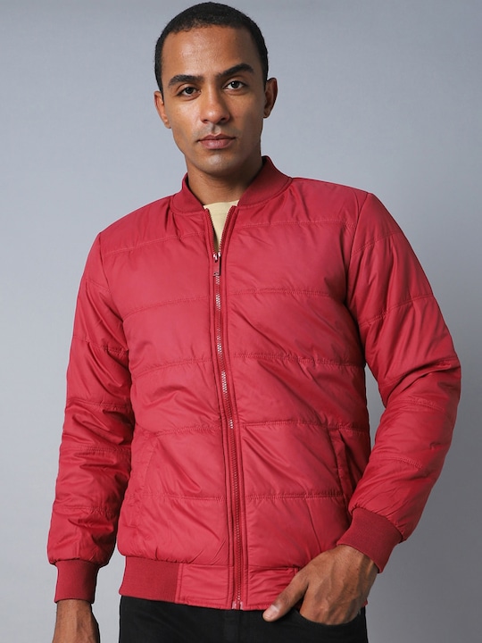High Star - Men Maroon Outdoor Bomber Jacket