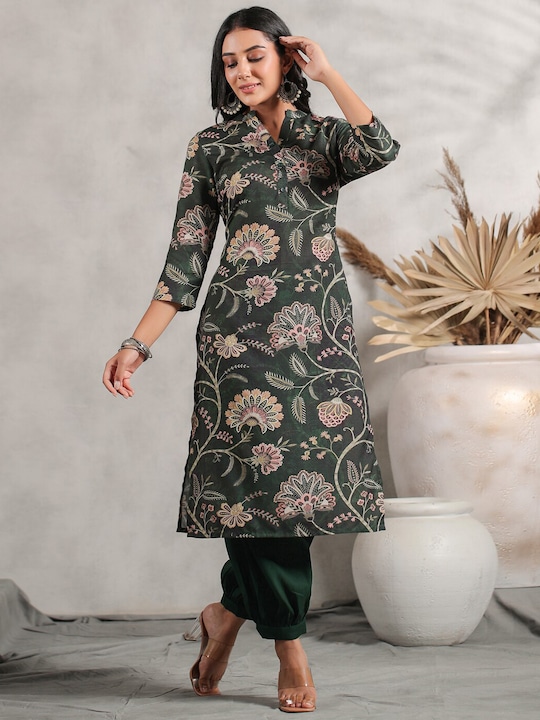 Anubhutee - Floral Printed Straight Kurta
