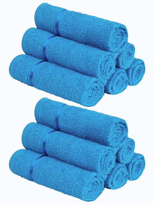 Story@home - Set of 12 Blue 450 GSM Face Towels