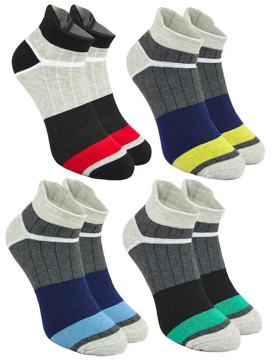 BAESD - Men Pack Of 4 Striped Ankle Length Socks