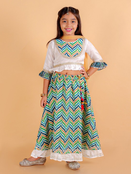 BAESD - BAESDGirls Leheriya Printed Gotta Patti Foil Ready to Wear Lehenga & Blouse With Dupatta