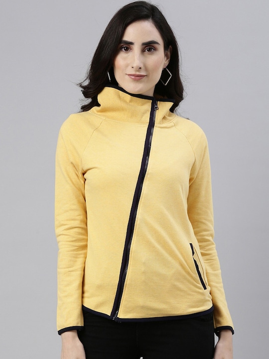 Campus Sutra - Women Yellow Windcheater Crop Outdoor Tailored Jacket