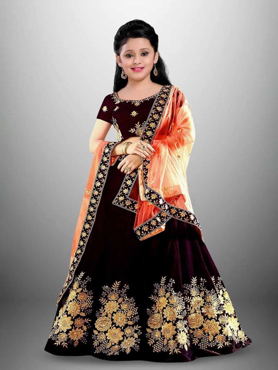 BAESD - Girls Embroidered Lehenga Choli With Dupatta