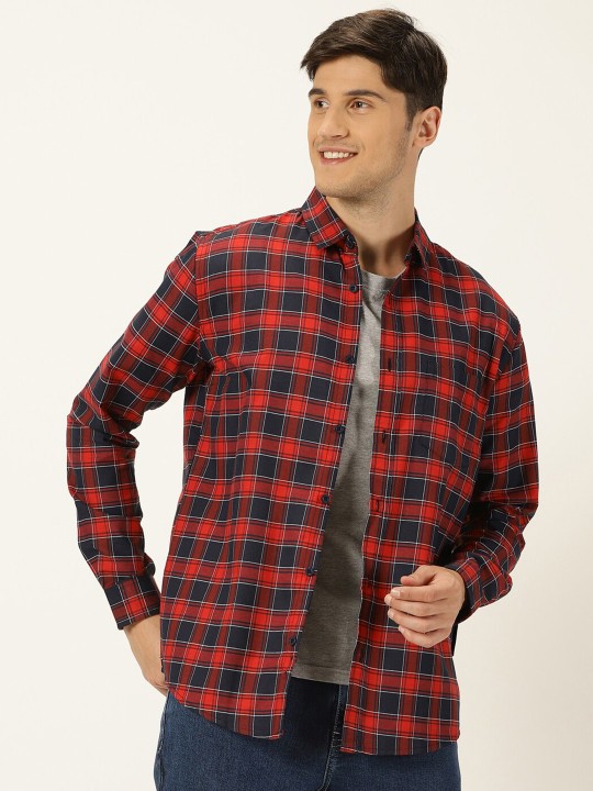 Metronaut - Tartan Checked Classic Slim Fit Opaque Casual Shirt