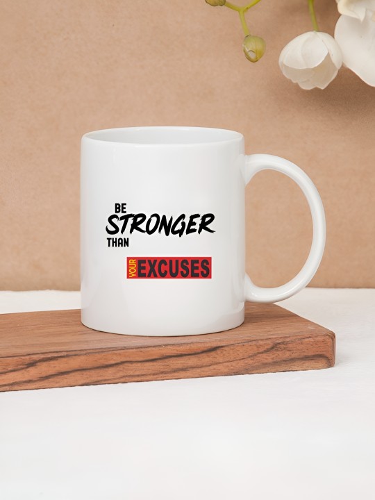 CLAY CRAFT - White & Black Text or Slogans Printed Ceramic Glossy Mug 350 ml