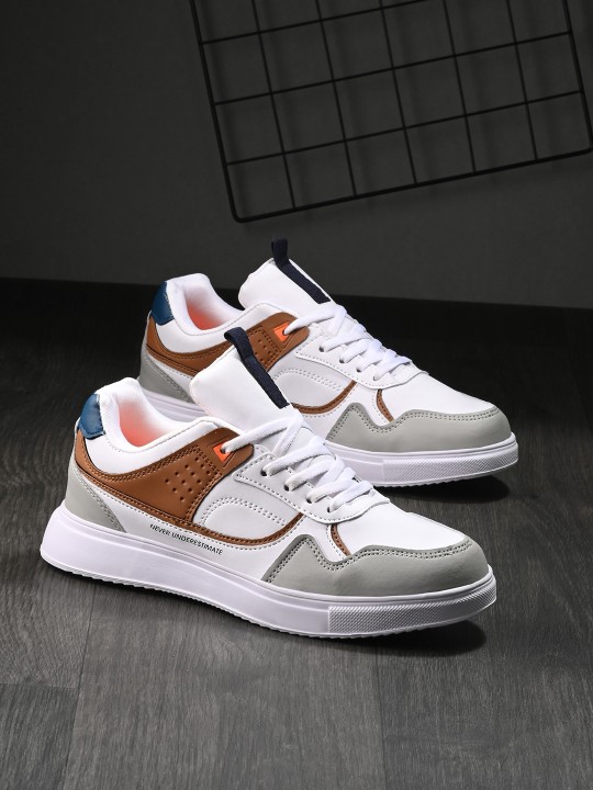 Roadster - The Lifestyle Co. Men White Colourblocked Comfort Insole Contrast Sole Sneakers