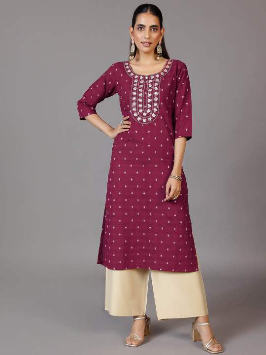 Libas - Woven Design Mirror Work Kurta