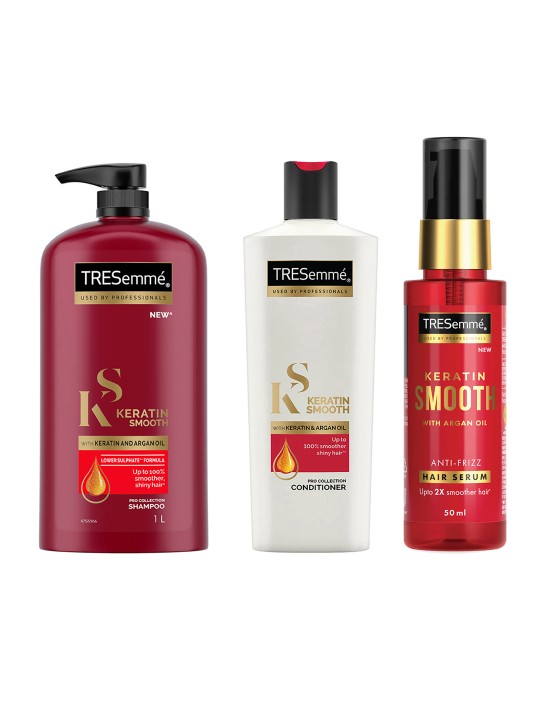 TRESemme - Keratin Smooth Shampoo 1L + Conditioner 190ml + Anti-Frizz Hair Serum 50ml