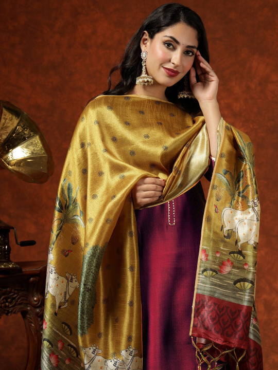 KALINI - Kalini Women Straight Kurta Pant Set With Digital Print Dupatta