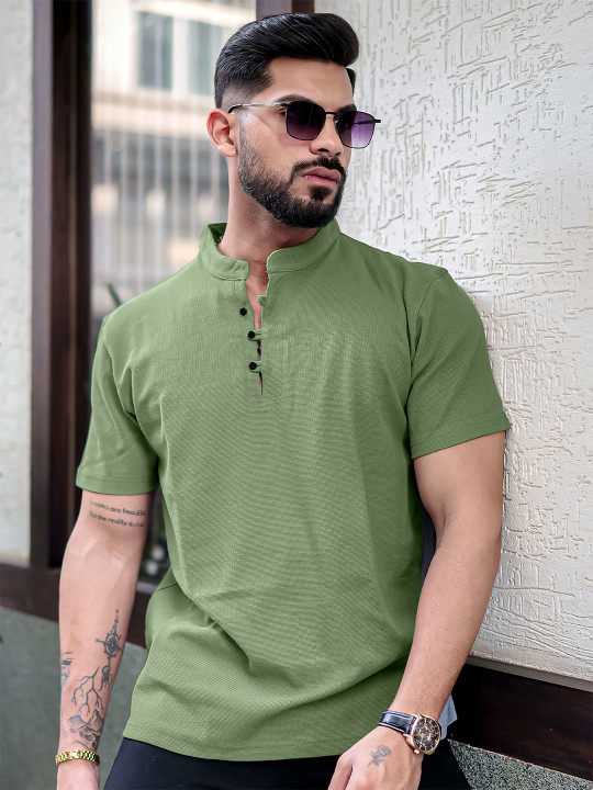 Maniac - Men Henley Neck Pockets T-shirt