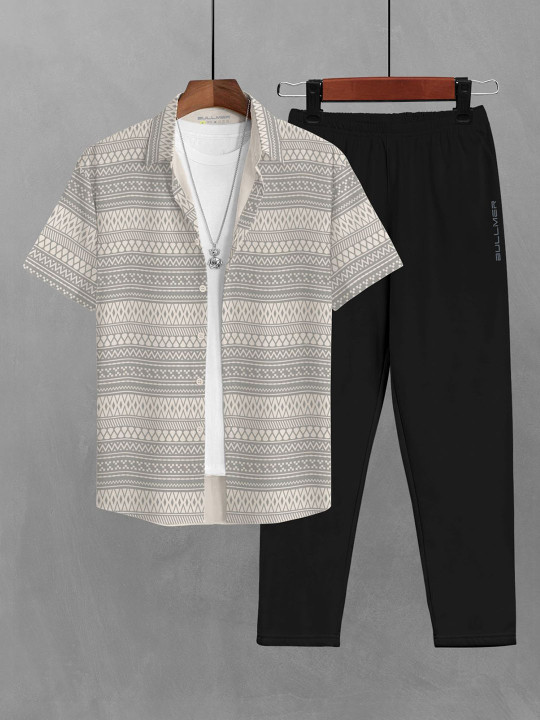 BULLMER - Printed Short Sleeves Shirt With Trousers Co-Ords