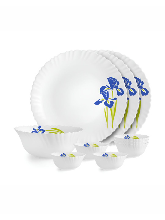 Cello - Dazzle Series Set Of 10 Blue Iris Microwave & Dishwasher Safe Opalware Dinner Set