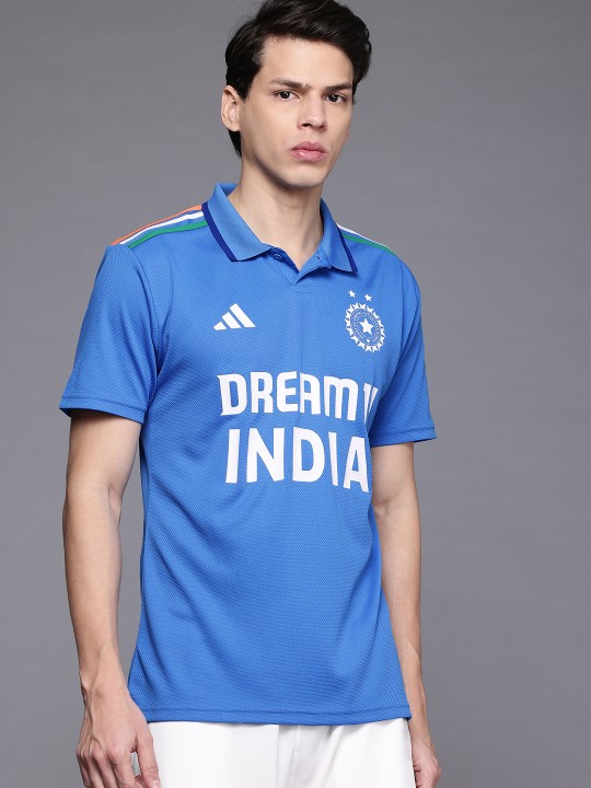 ADIDAS - Typography Printed Indian Cricket Team Jersey T-shirt