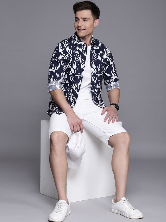 Mast & Harbour - Men Standard Spread Collar Conversational Printed Cotton Casual Shirt