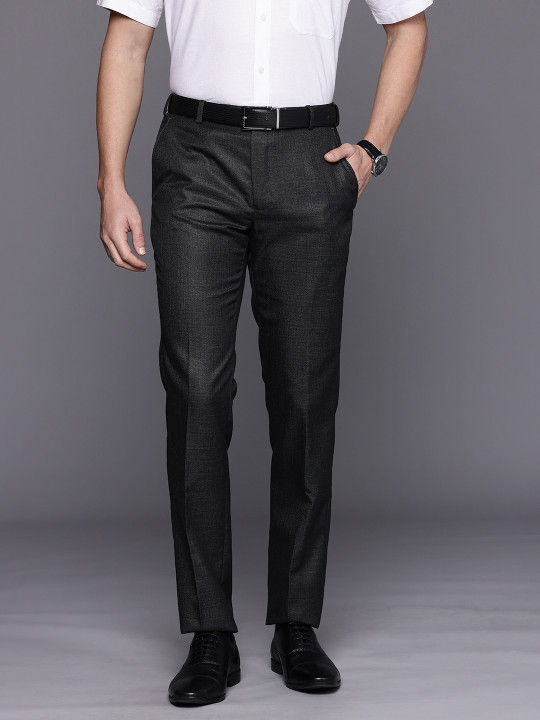 Raymond - Men Checked Slim Fit Trousers
