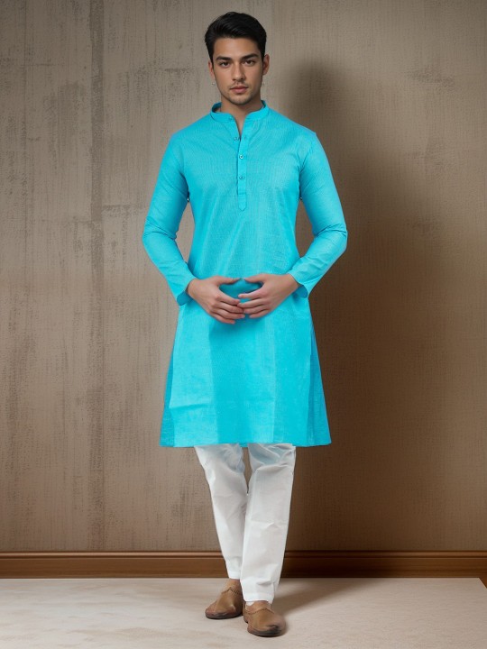 DEVOILER - Men Solid Regular Straight Kurtas
