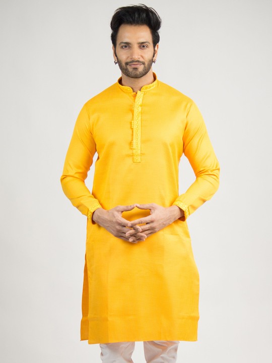 DEVOILER - Men Mandarin Collar Straight Kurta