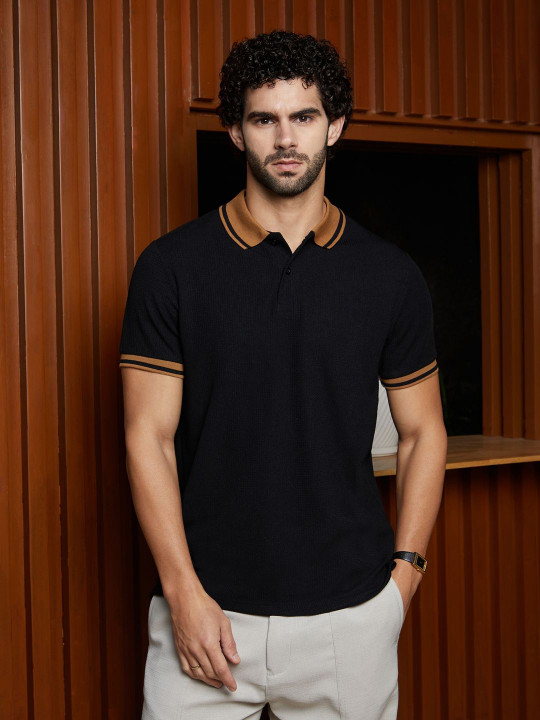 Campus Sutra - Men Solid Polo Collar Cotton T-shirt