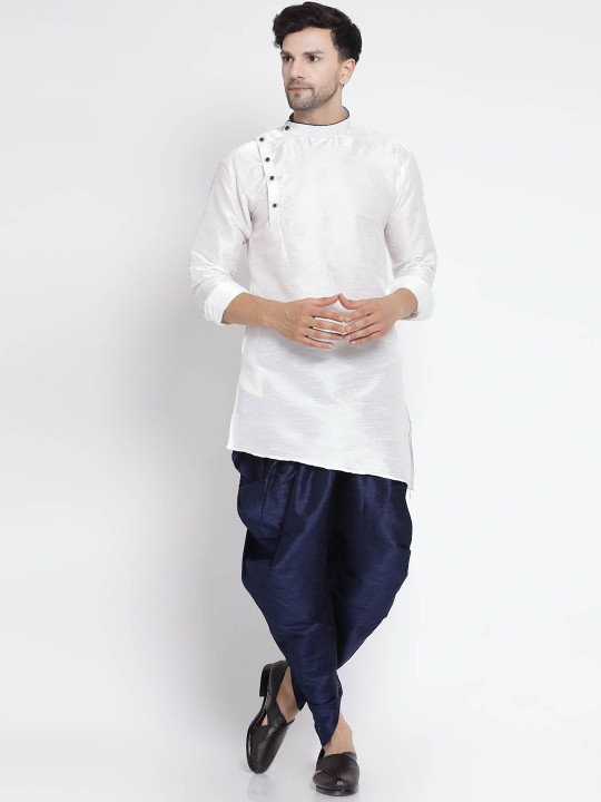 TS LIFESTYLE - Men Regular Dupion Silk Kurta with Dhoti Pants