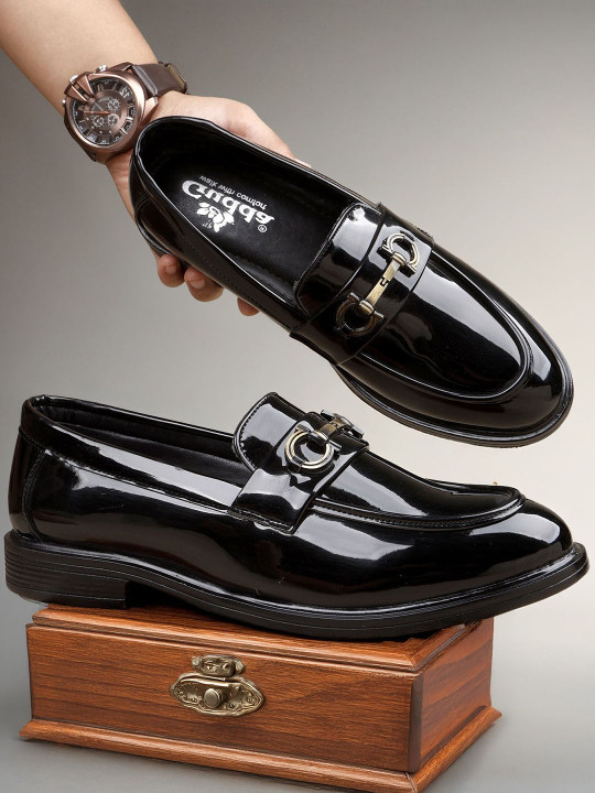 T-Rock - Men Round Toe Slip-On Horsebit Loafers