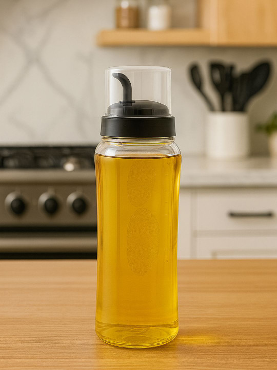 Kuber Industries - Transparent & Black Leakproof Oil Dispenser 1L
