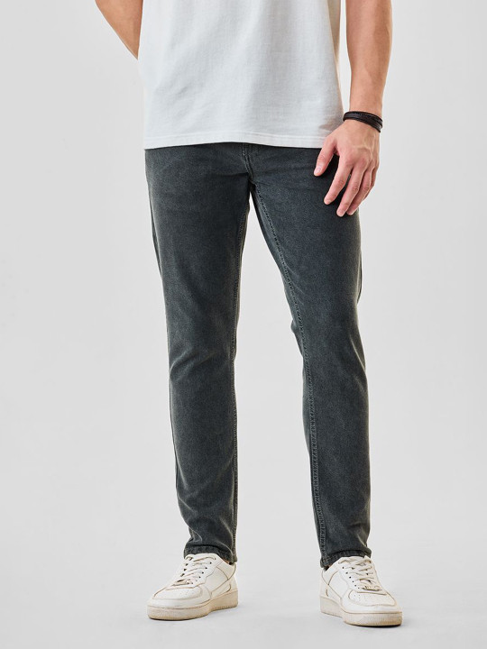 Snitch - Men Dark Grey Mid-Rise Slim Fit Jeans