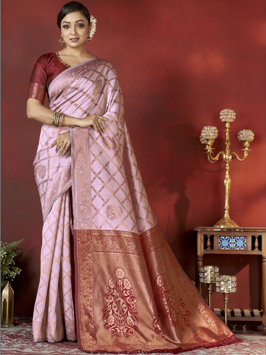 SZN - Ethnic Motifs Zari Silk Blend Heavy Work Banarasi Saree