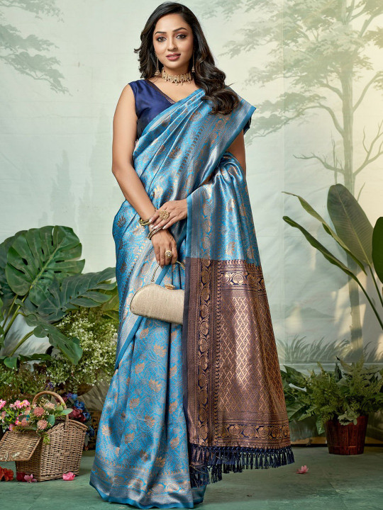 SZN - Woven Design Zari Silk Blend Heavy Work Banarasi Saree