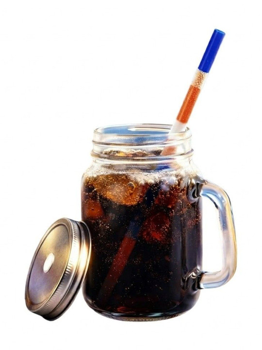 Femora - Glass Mason Jar with Straw & Handle Airtight Lid 450 ML
