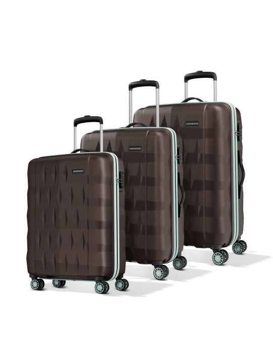 Aristocrat - Unisex Set of 3 Comet Dark Brown S-M-L Hard Luggage Trolley Bag
