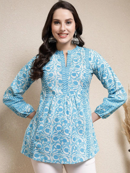 HERE&NOW - Ethnic Motifs Printed Pure Cotton Empire Kurti