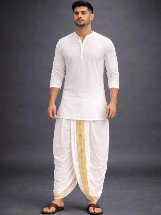 AKESHAVAM - Men Embroidered Dhoti Dhotis