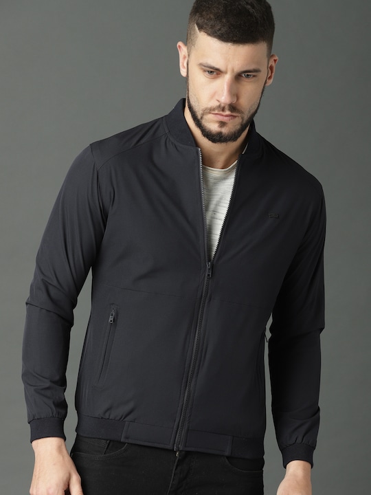 Roadster - Men Navy Blue Solid Bomber