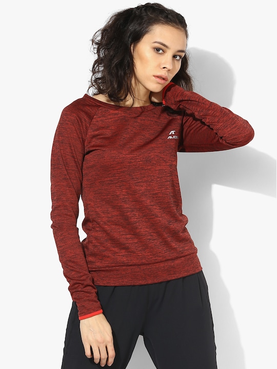 Alcis - Women Maroon Solid Antimicrobial Sweatshirt