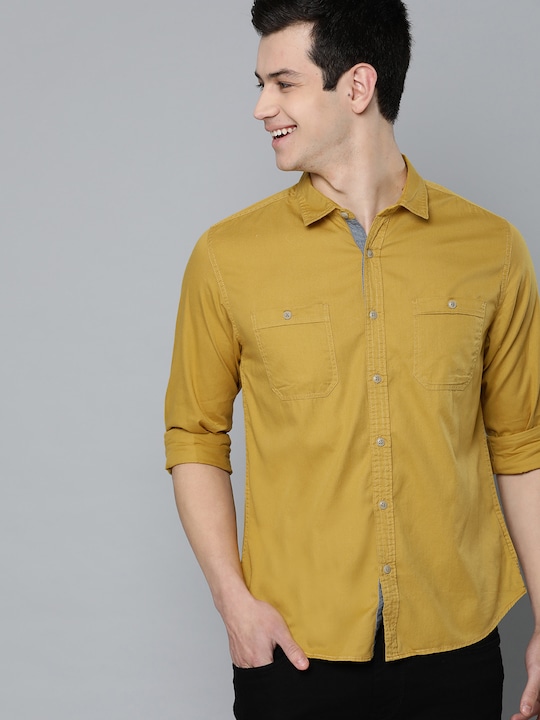 HERE&NOW - Men Mustard Yellow Casual Shirt