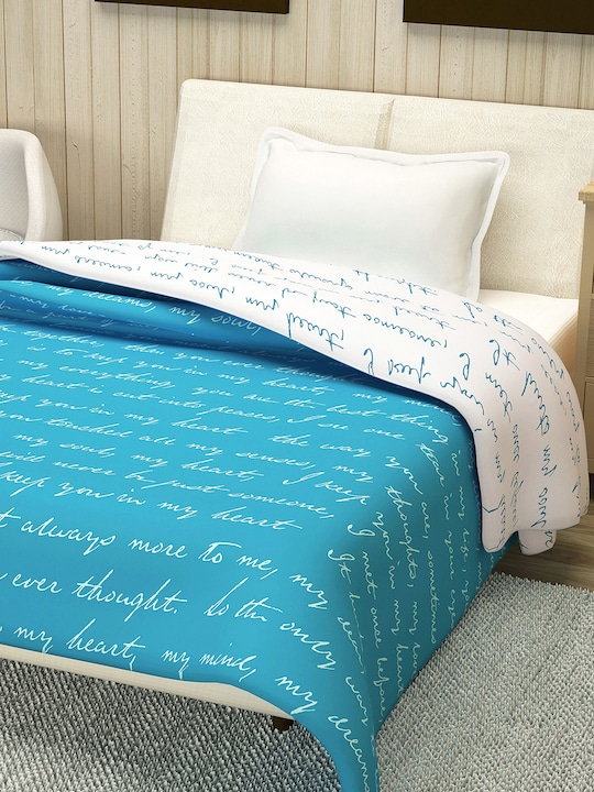 Divine Casa - Turquoise Blue Abstract AC Room 110 GSM Single Bed Dohar