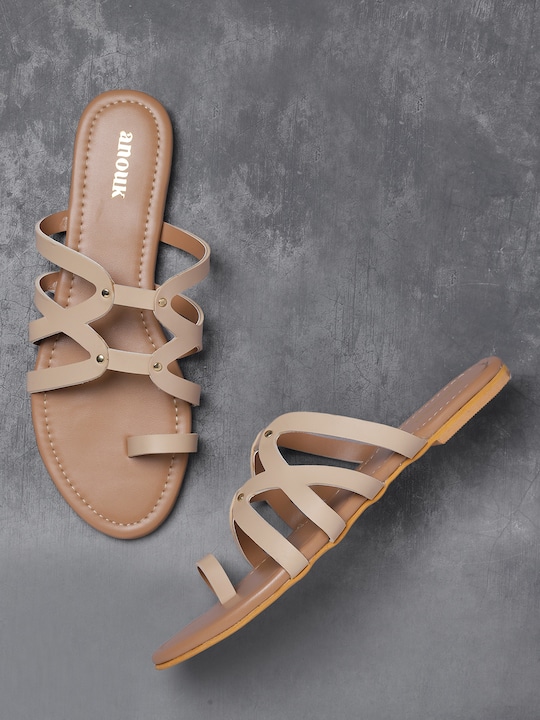 Anouk - Women Beige Solid One Toe Flats