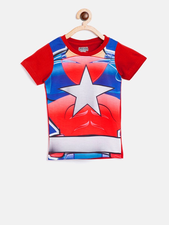 Eteenz - Boys Red Printed Round Neck T-shirt