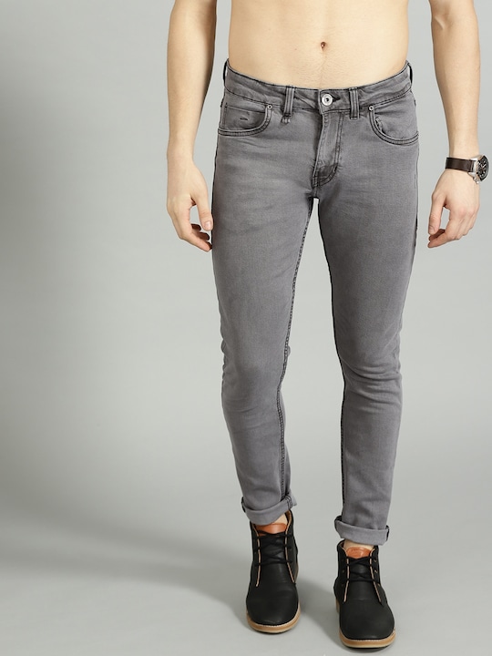 Roadster - Men Grey Skinny Fit Mid-Rise Clean Look Stretchable Jeans
