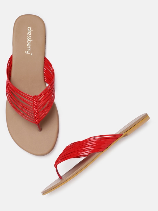 DressBerry - Women Red Solid Open Toe Flats
