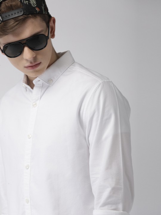 Harvard - Men White Regular Fit Solid Sustainable Casual Shirt