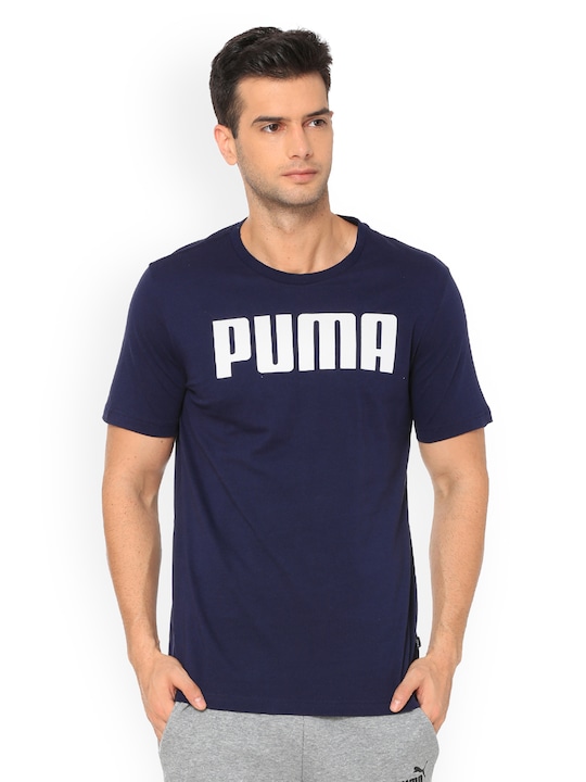 Puma - Men Navy Blue Printed ESS PUMA Tee Peacoat T-shirt
