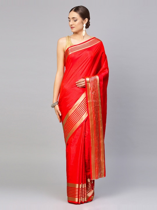 Chhabra 555 - Maroon Solid Art Silk Saree