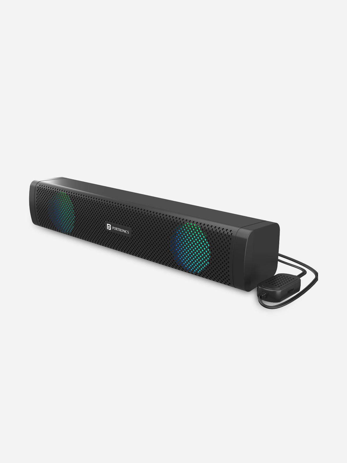 Portronics - Portronics in Tune1 6W Portable Wired USB Soundbar Speaker for Laptop/Desktop with LED Light, Sound, 3.5mm Audio Jack (Black)