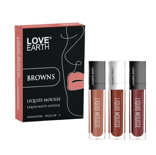Love Earth Liquid Mousse Matte Lipstick - Browns - Pack Of 3(6ml)