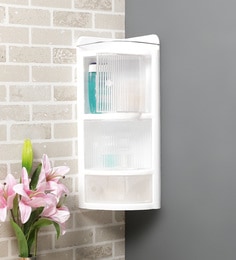 Plastic White 3 Tier Bathroom Cabinet (L: 12,W: 7.5,H: 22)