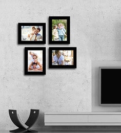 Black Synthetic Wood wall photo frame set of 4