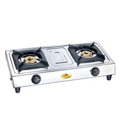 Bajaj 2 Brass Burners Manual Glass Gas Stove (Model No: POPULAR ECO)