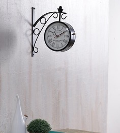 Black Metal 6 Inch Railway Clock