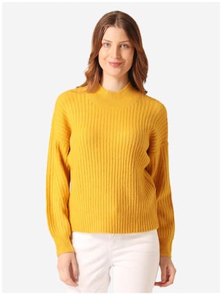 Mode by Red Tape Women Solid Sweater - Mustard